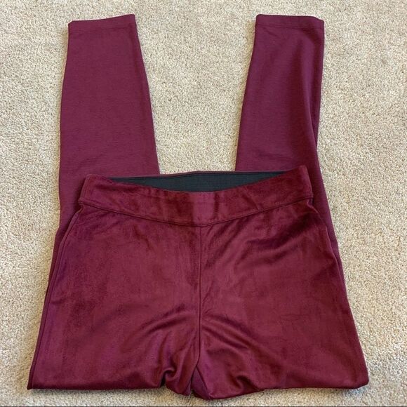 Joe Fresh Burgundy Maroon faux Suede Leggings Sz M - Picture 2 of 6